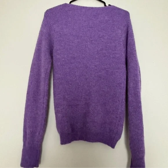 Jacquemus La Maille Pau Purple Alpaca Wool Asymmetrical Button Sweater Size 38 - Picture 10 of 11